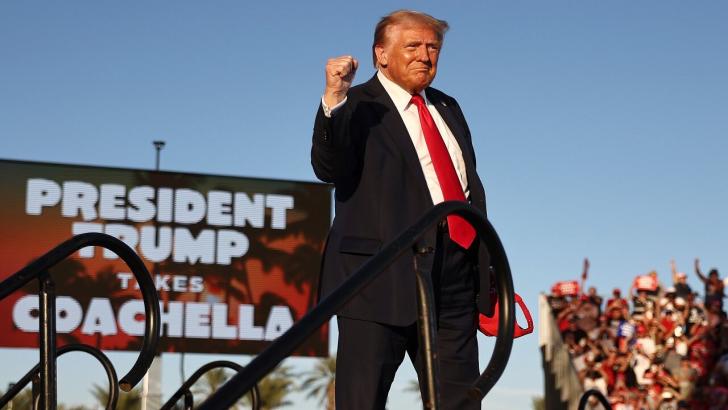 Donald Trump at his rally in California